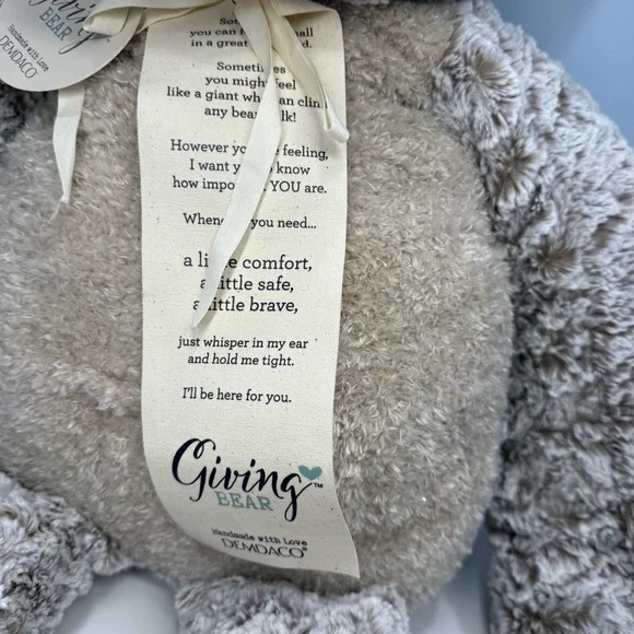 Demdaco Jumbo Giving Bear in Gray, Cream, Beige - Picture 4 of 16